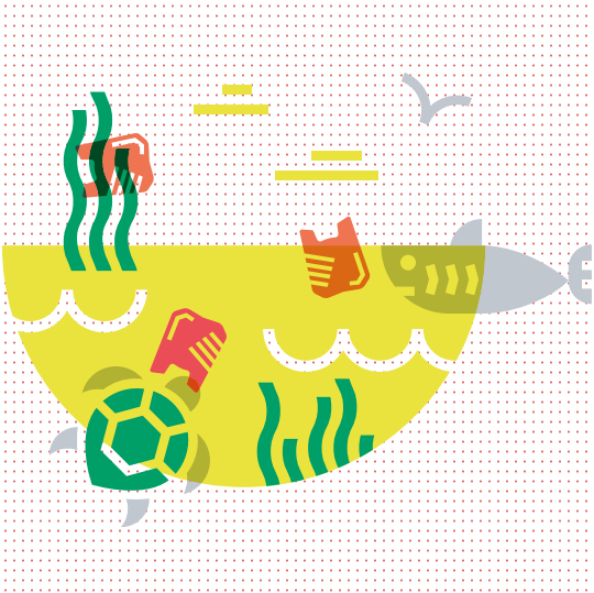 Illustration représentant un paysage marin pollué
